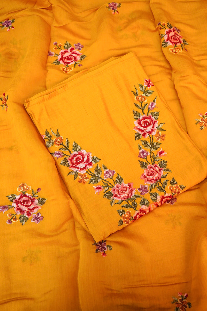 Yellow Banarasi Chanderi Silk Suit Set Perfect for Haldi Ceremony