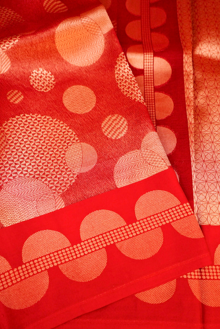 Red Pure Organza Silk Saree with Brocade Organza Body and Silk Border