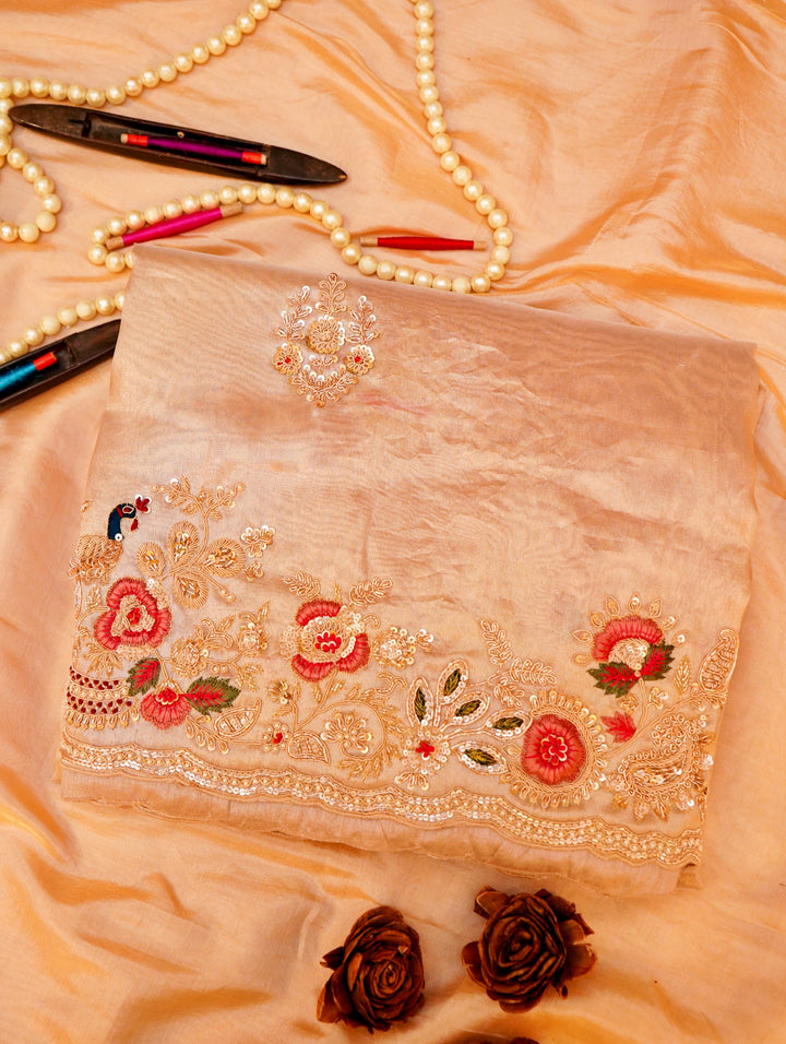 Pure Tissue Silk Zardozi and Hand Embroidery Meenakari Saree by Raas Collection