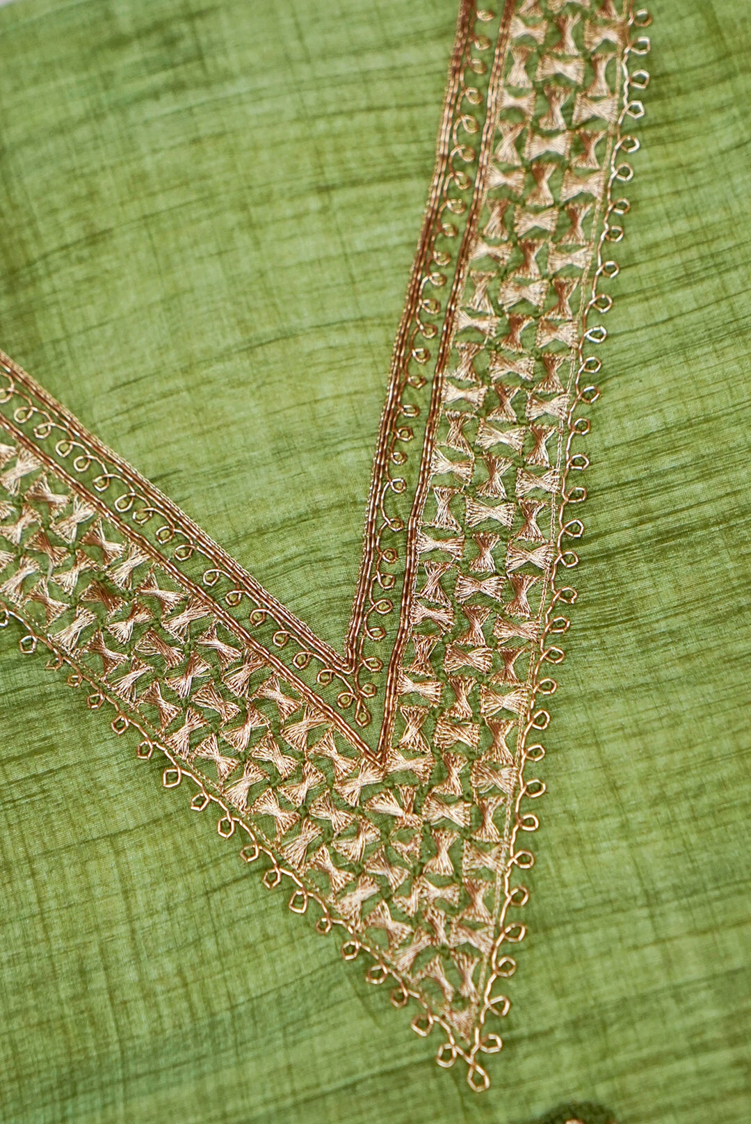 Green Chanderi Silk Suit with Zardozi Embroidery and Gotta Lace Work Dupatta