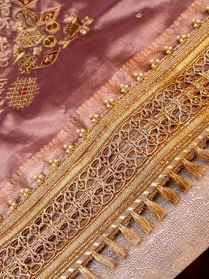 Nita Ambani Inspired Maharani Tissue Silk Saree with Gayatri Mantra Pallu