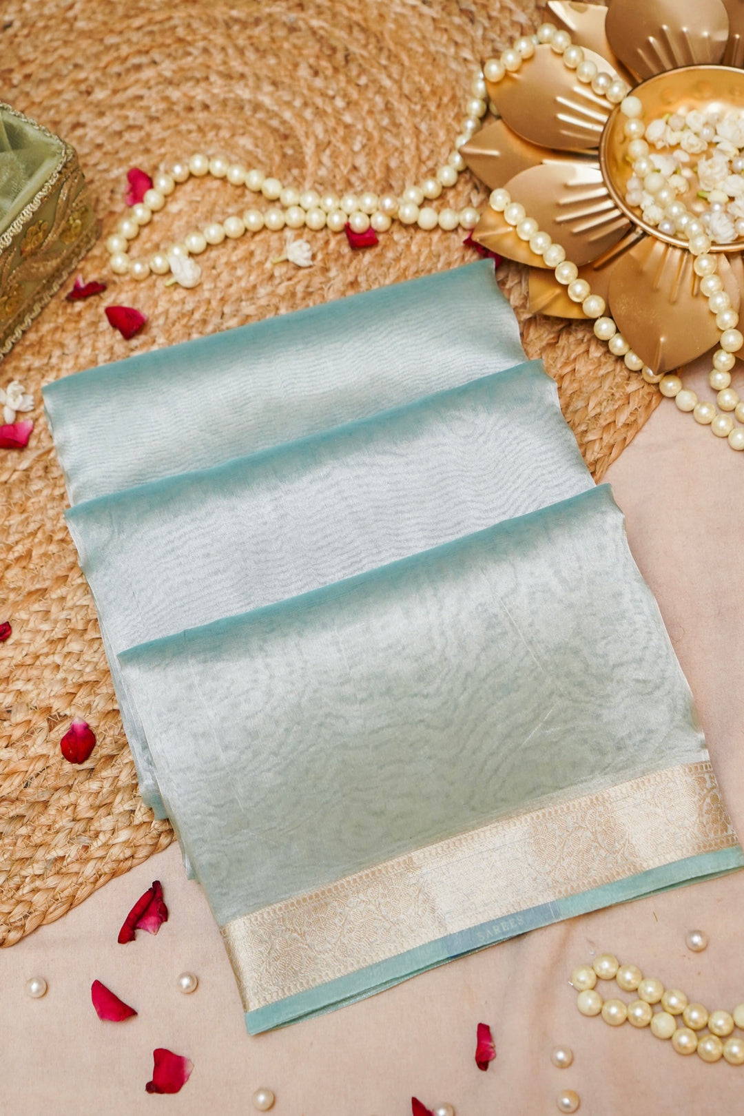 Aqua Radiance Tissue Silk Banarasi Saree View 1