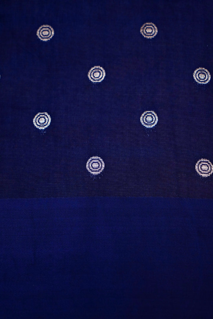 Navy Blue Kota Check Saree with Birds Motif Silk Border