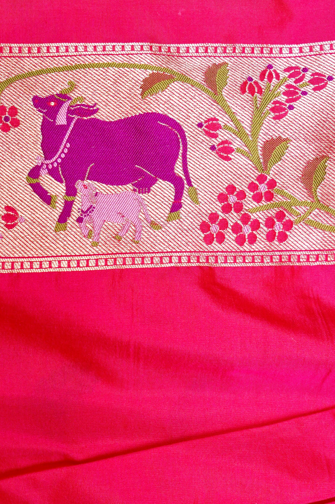 Pure Pink Bridal Banarasi Handloom Katan Silk Kimkhwab Meenakari Saree with Pichwai Inspired Patterns