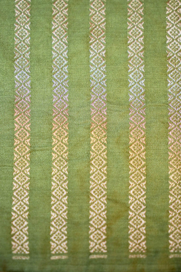 Ethereal Beauty in Pastel Banarasi Mashru Silk Saree with Tanchoi Weave & Bird Motif Border