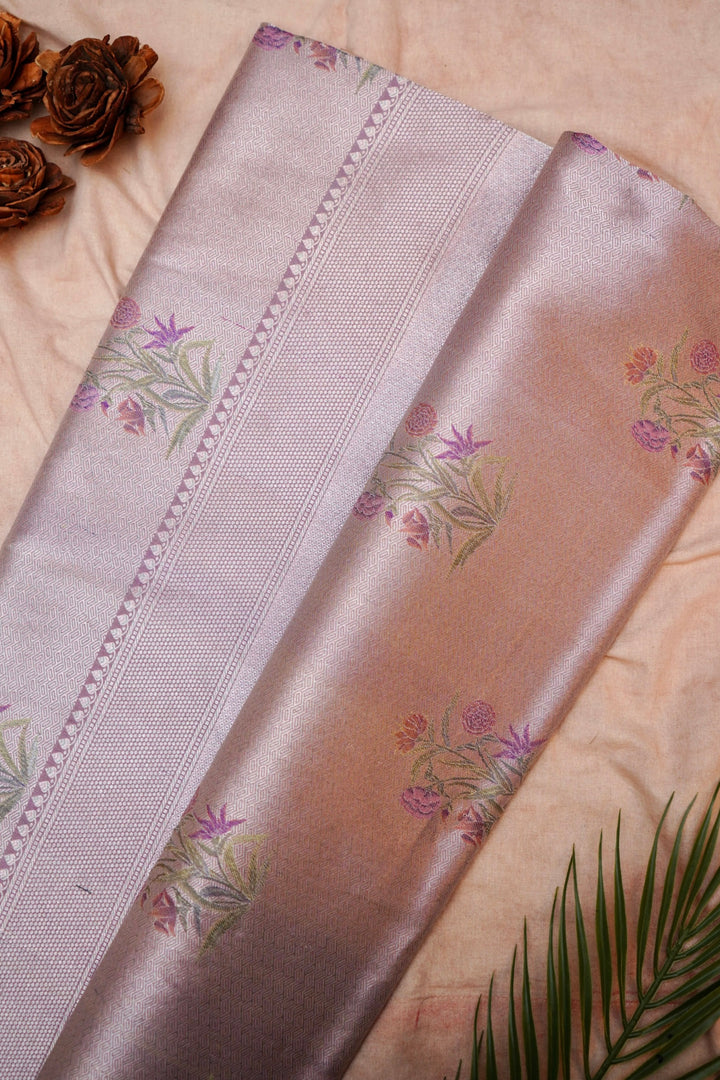 Luxury Handwoven Mauve Banarasi Saree in Pure Katan Silk with Detailed Tanchoi Motifs