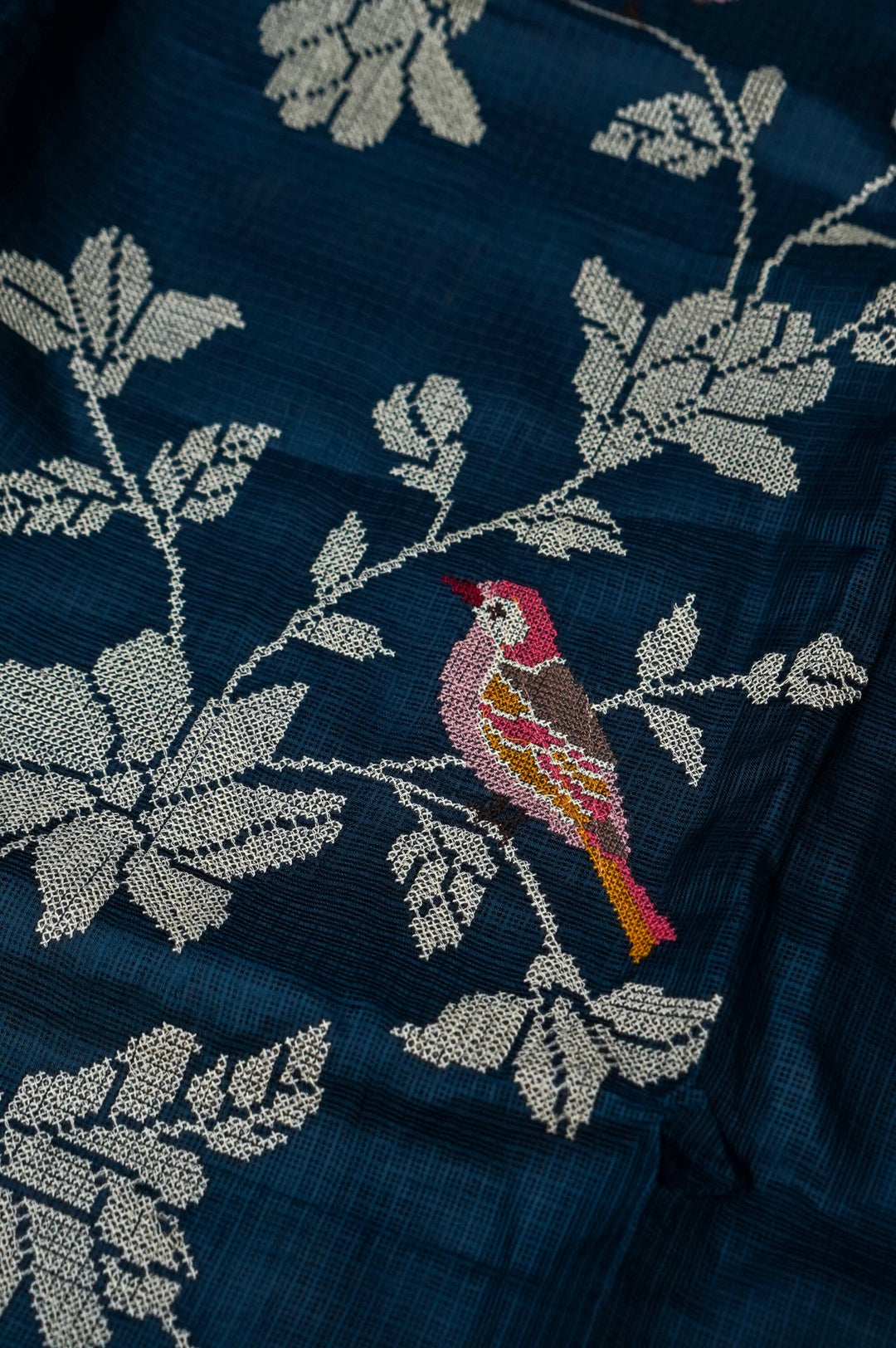 Teal Blue Pure Kota Suit Set with Cross Stitch Embroidery View 6
