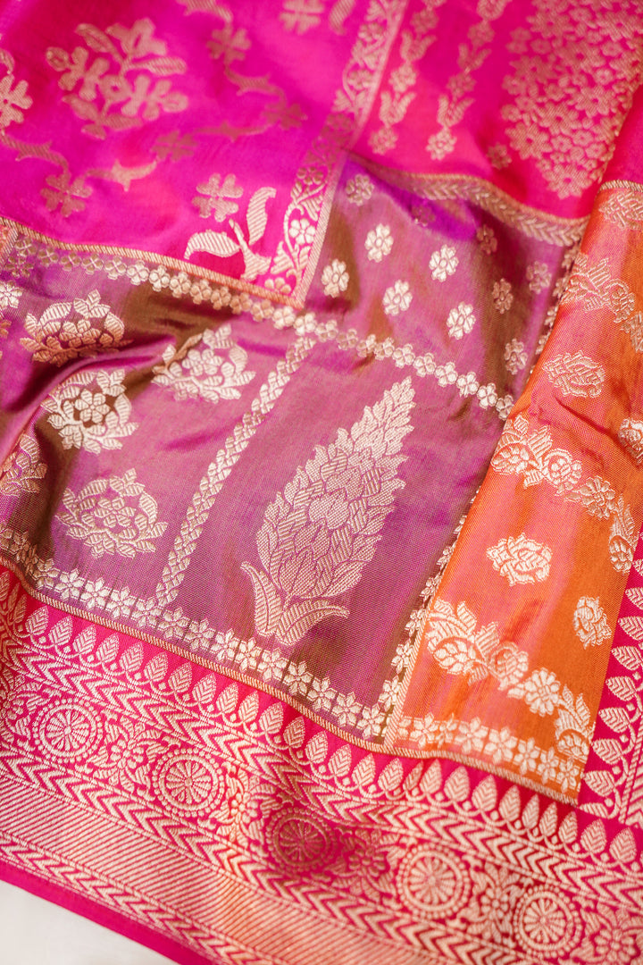 Handwoven Banarasi Pure Katan Silk Rangkat Saree Nita Ambani Inspired Zari Weave View 5