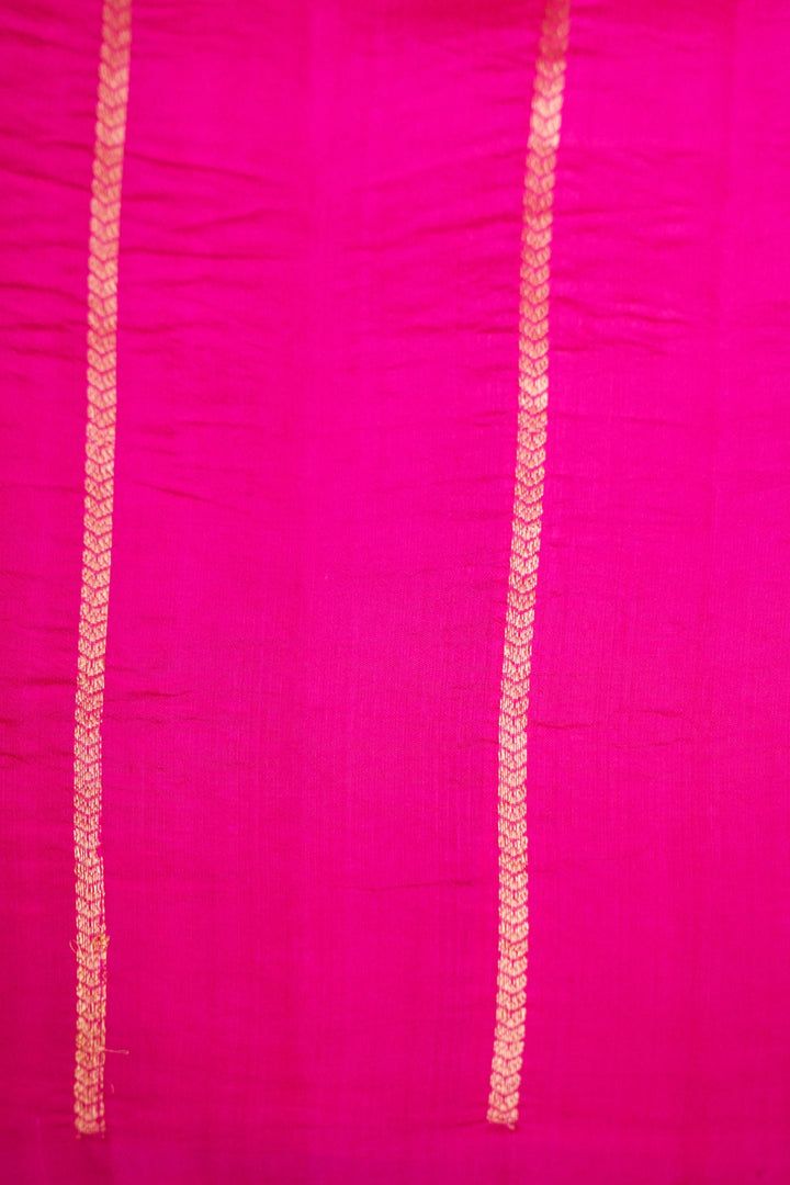 Pink Pure Katan Silk Saree with Gola Boota &amp; Heavy Pallu