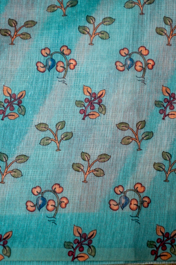 Royal Kota Saree with Aari Tari Multi Color Leheriya Design Artistic Kalamkari Pallu Blouse
