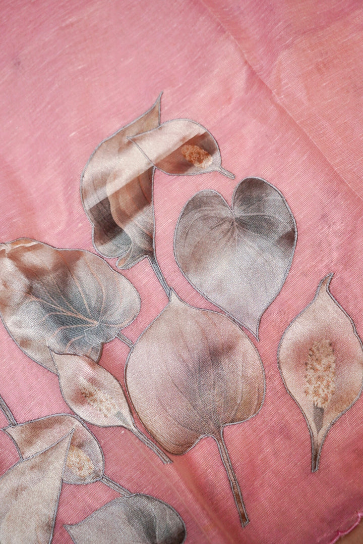 Pink Pure Chanderi Tissue Silk Suit with Applique Work and Dupatta