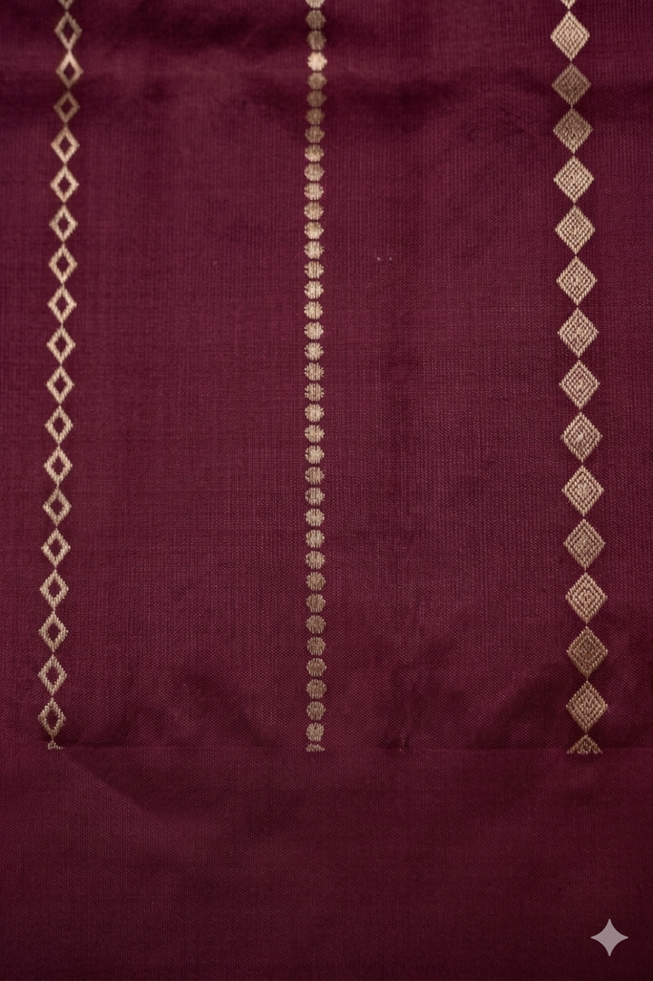 Luxe Wine Handwoven Banarasi Pure Puna Silk Saree with Zari Elephant Motifs
