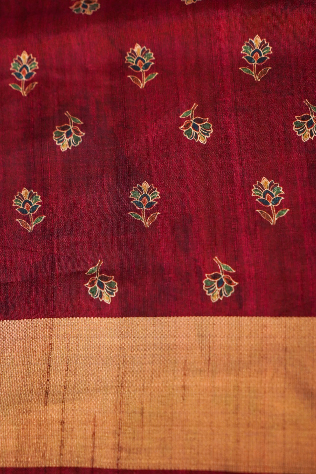 Teal Blue Tussar Silk Saree with Elegant Printed Check Pattern