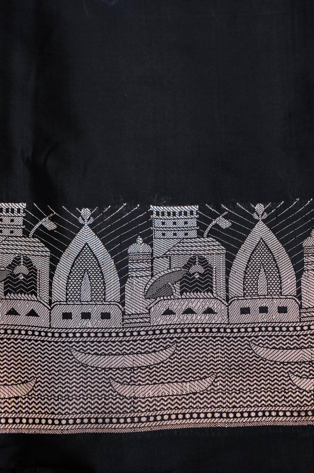 Black Banarasi Ghat Design Modal Silk Unstitched Suit Set View 2