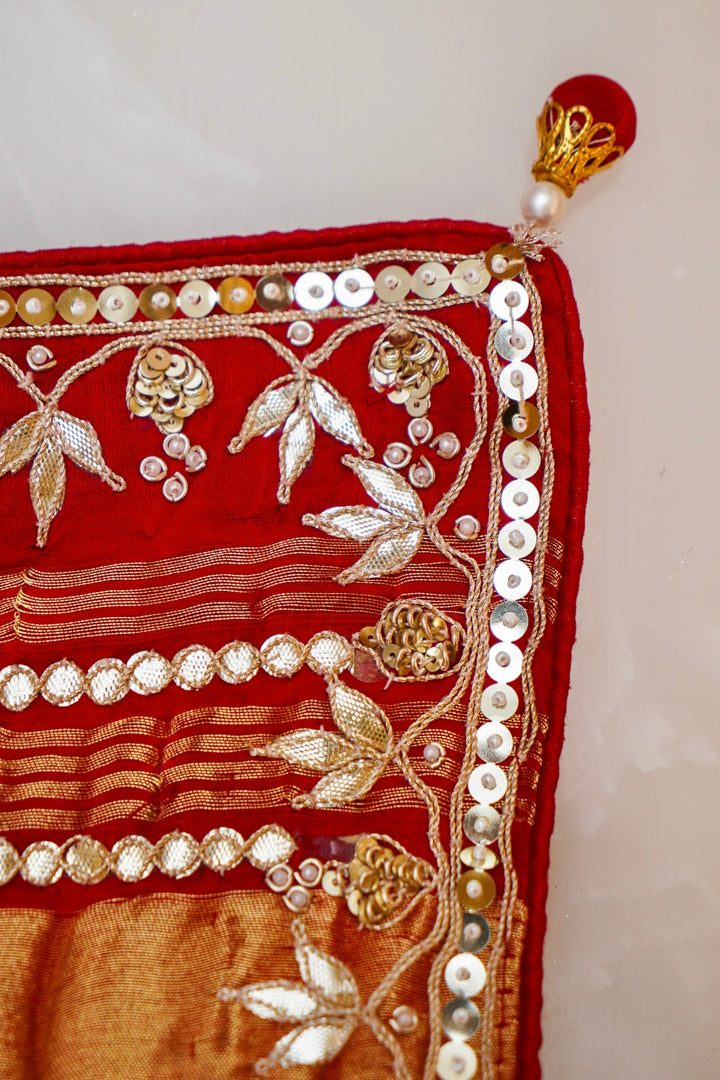 Royal Rang Pomcha Pure Gajji Bandhej Dupatta with Gota Patti View 7