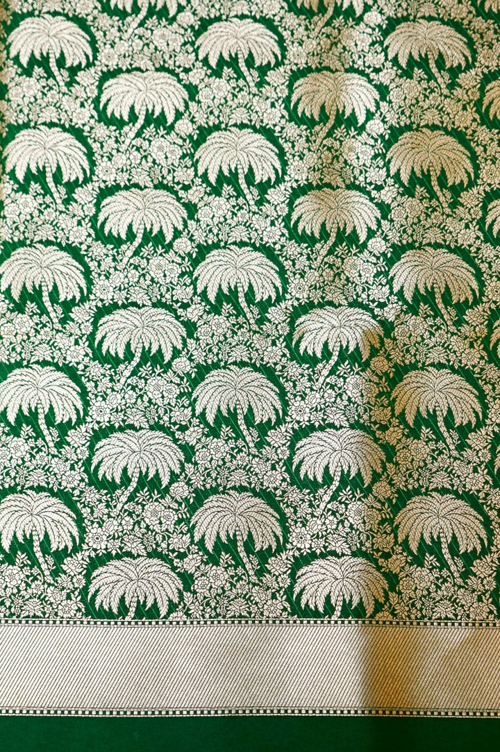 Green Raw Mango Brocade Silk Unstitched Suit Set View 2