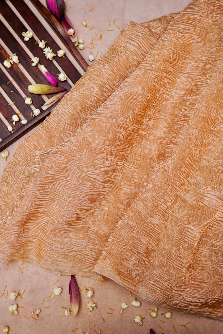 Handwoven Banarasi Golden Crush Tissue Silk Fabric