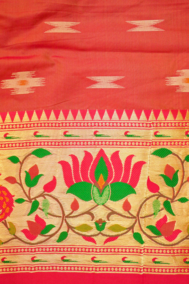 Mustard Yellow Silk Saree with Ikkat Weaving & Paithani Border Pallu