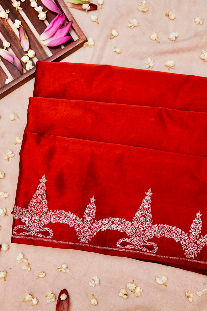 Bridal Grandeur in Maroon Mashru Silk Saree with Rich Zari Woven Border & Pallu