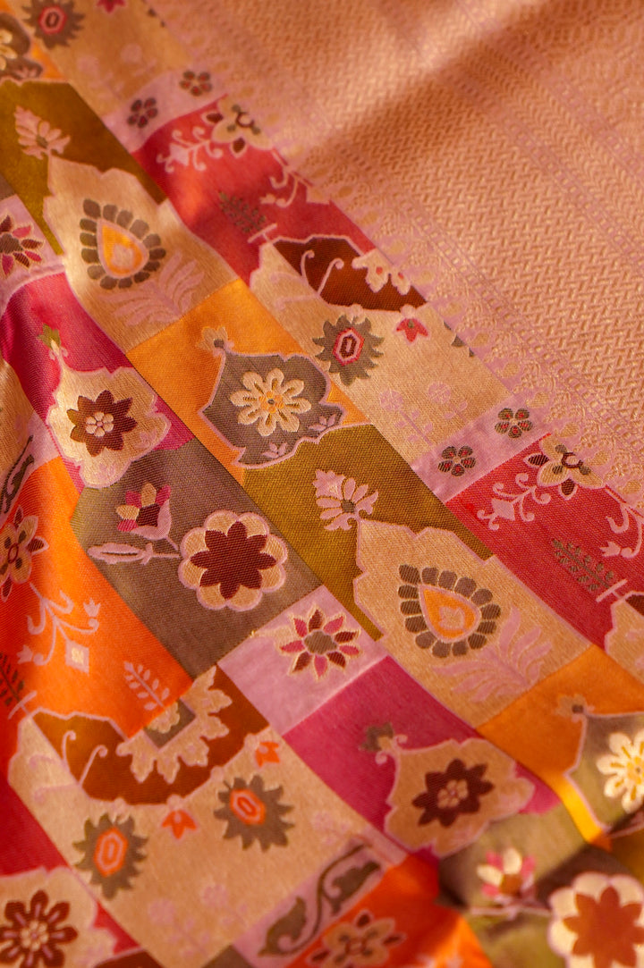 Rangrekha – Handwoven Rangkat Banarasi Pure Katan Silk Saree