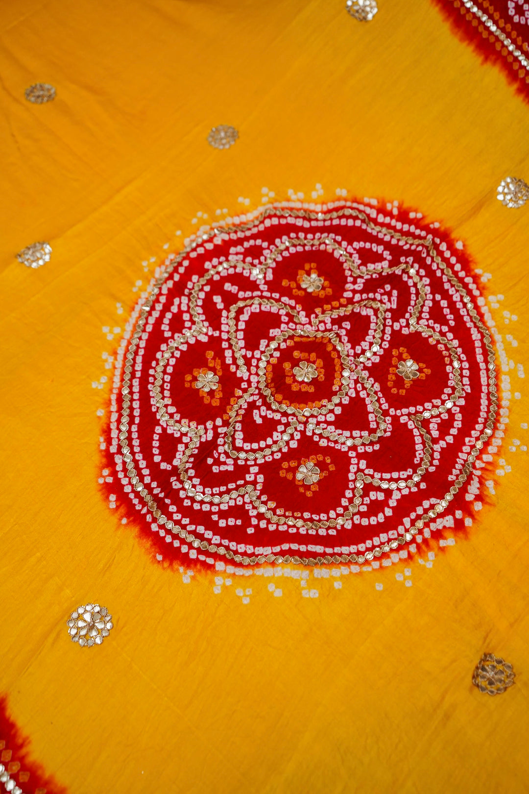 Royal Rang Pomcha Pure Gajji Bandhej Dupatta with Gota Patti View 4