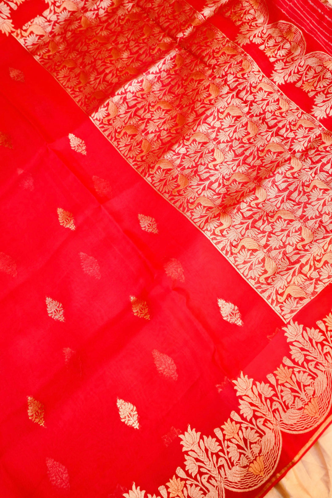 Royal Pink Bridal Sonaroopa Muslin Organza Wedding Wear Saree