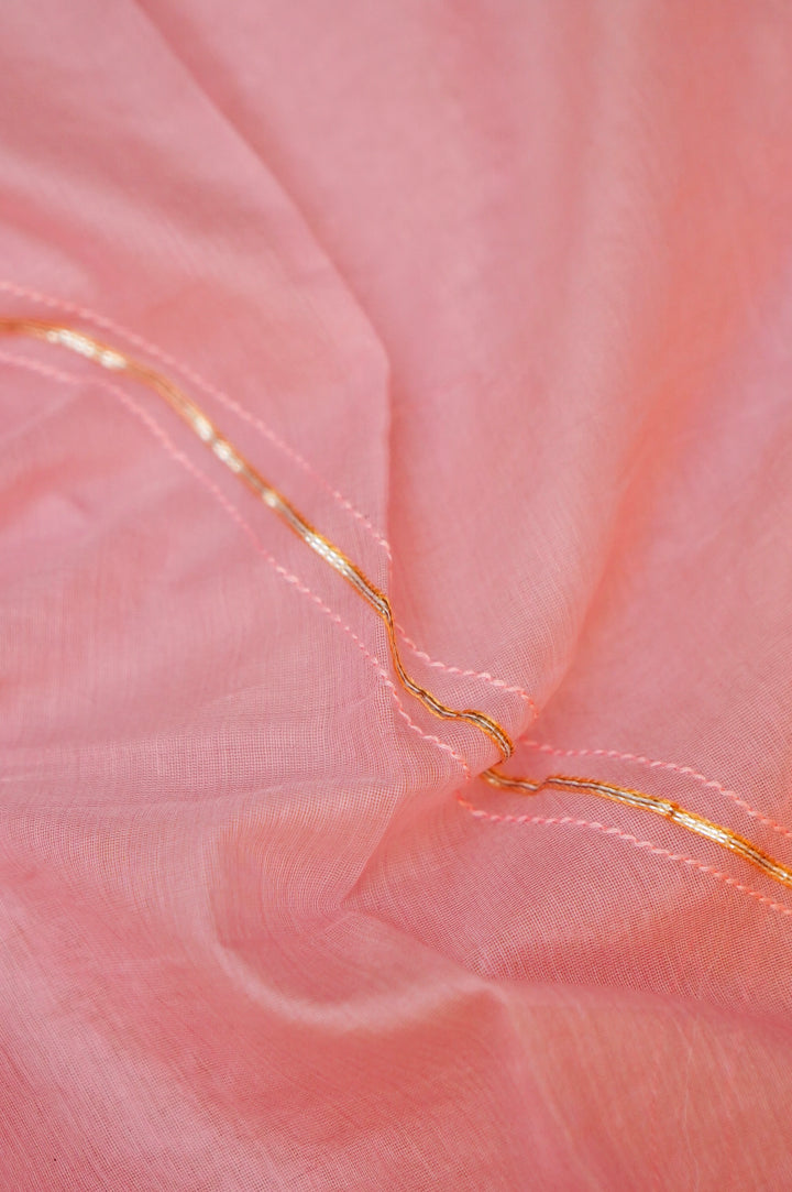 Unstitched Pastel Pink Pure Muslin Silk Suit with Hand Embroidery