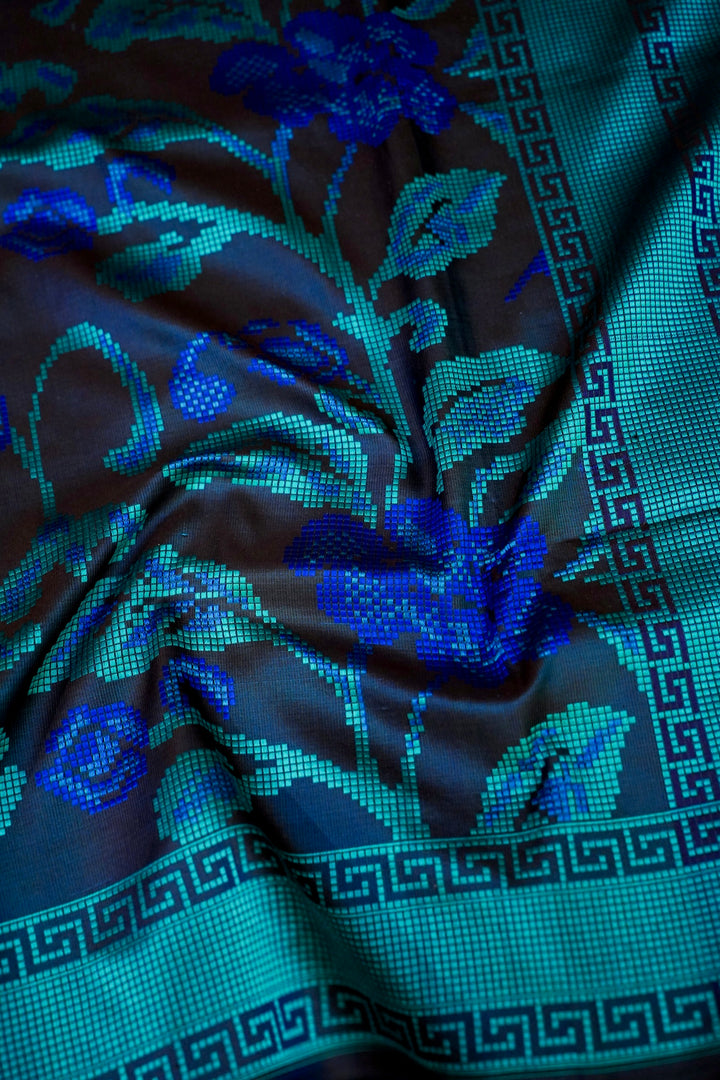 Handwoven Banarasi Teal Green Pure Tanchoi Katan Silk Saree