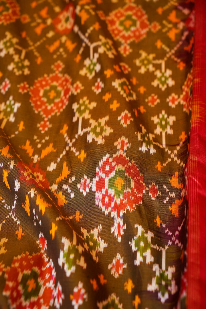 Pure Double Ikkat Patola Designer Saree with Hand Zardozi Embroidery