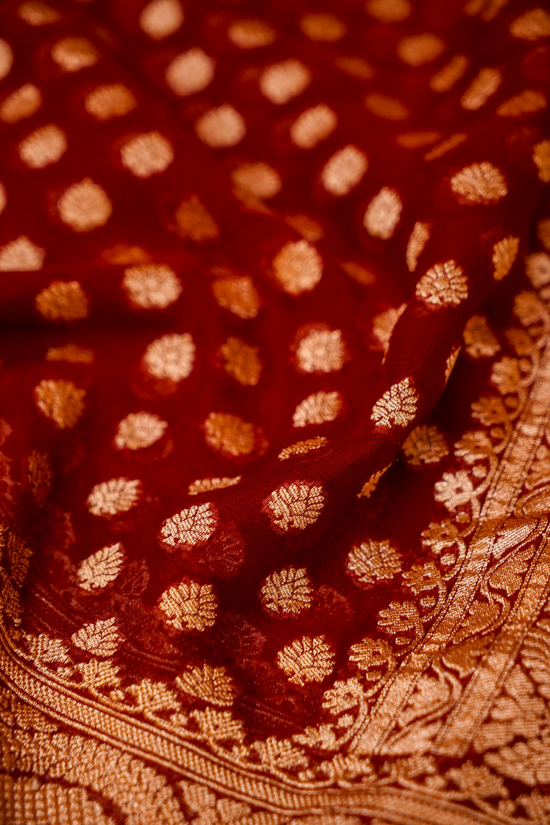 Maroon Bootidar Grace Khaddi Georgette Saree View 6