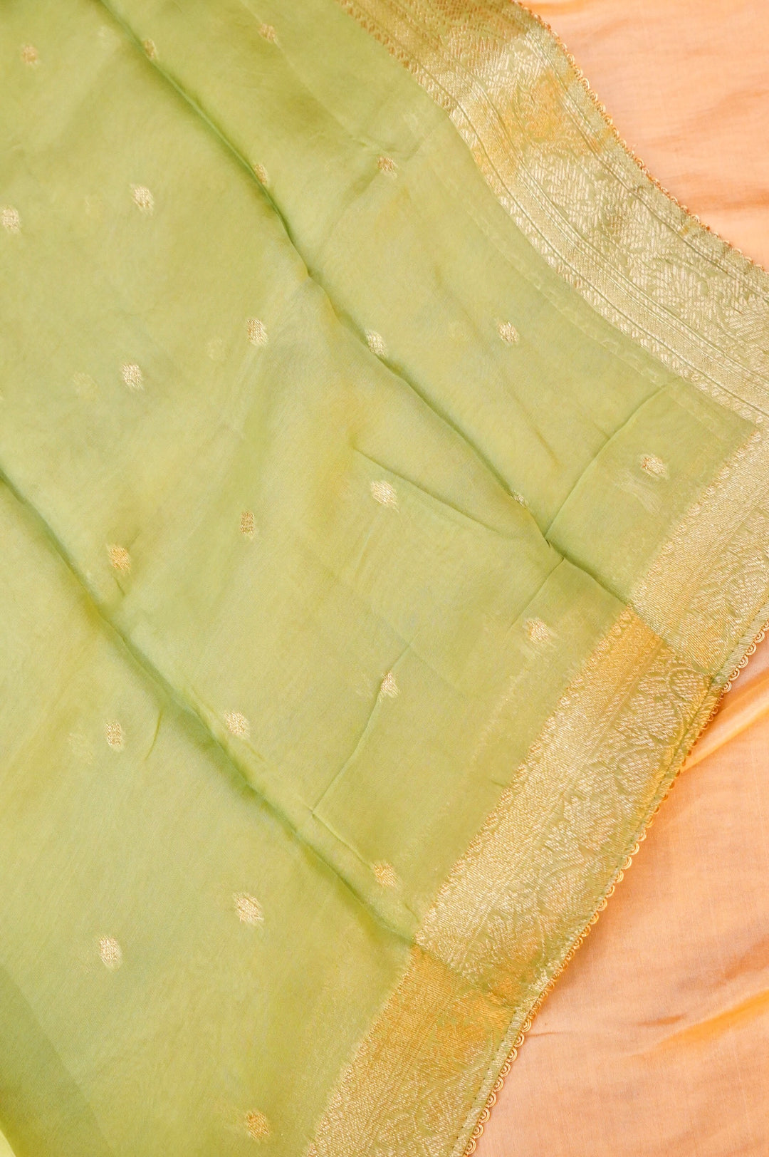 Pista Green Banarasi Brocade Soft Silk Unstitched Suit Set with Hand Zardozi Embroidery Bird Motif
