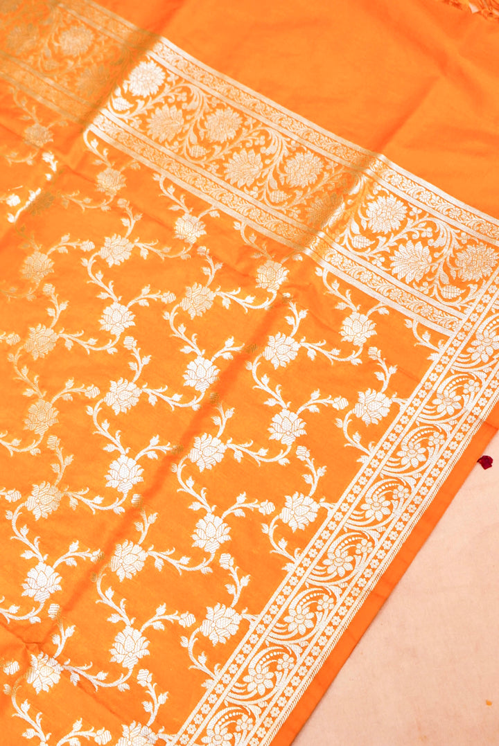Yellow Haldi Ceremony Banarasi Silk Bootidar Suit with Jaal Dupatta