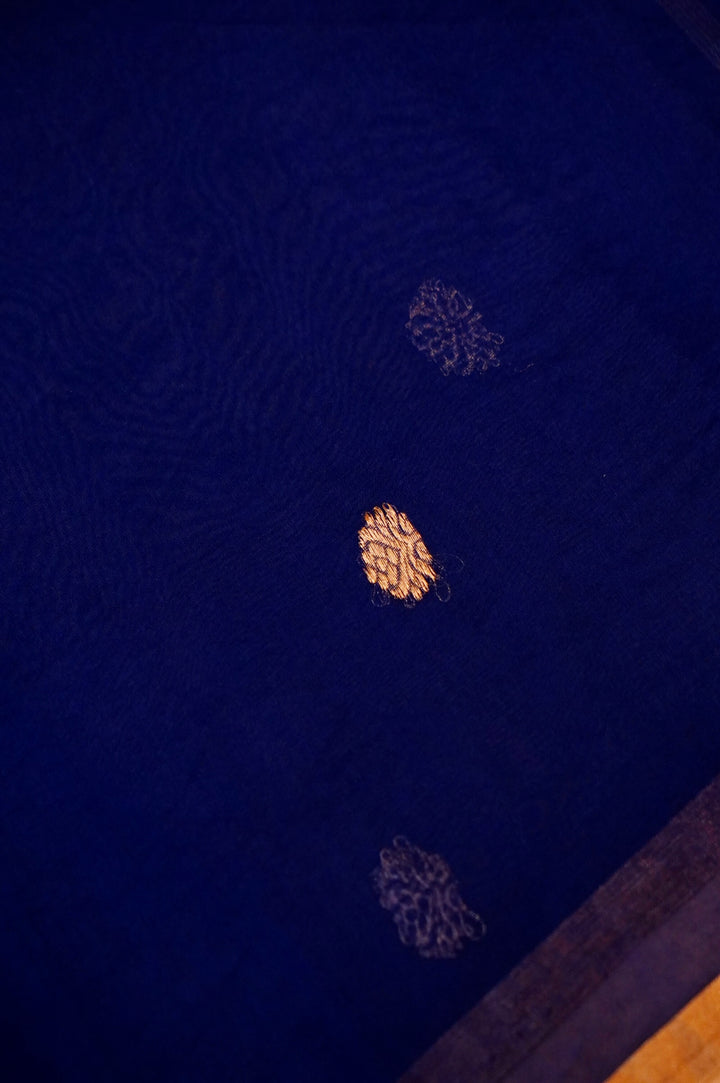 Blue Pure Handloom Raw Silk Suit with Organza Dupatta