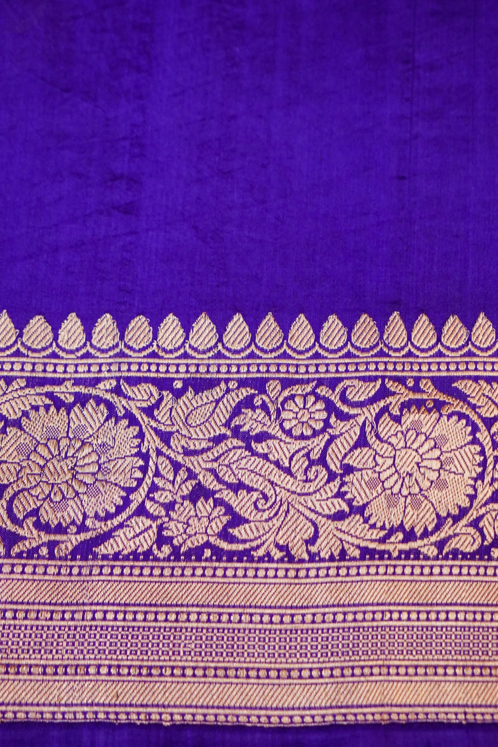 Celebrity Inspired Violet Pure Katan Silk Saree with Chand Boota Design