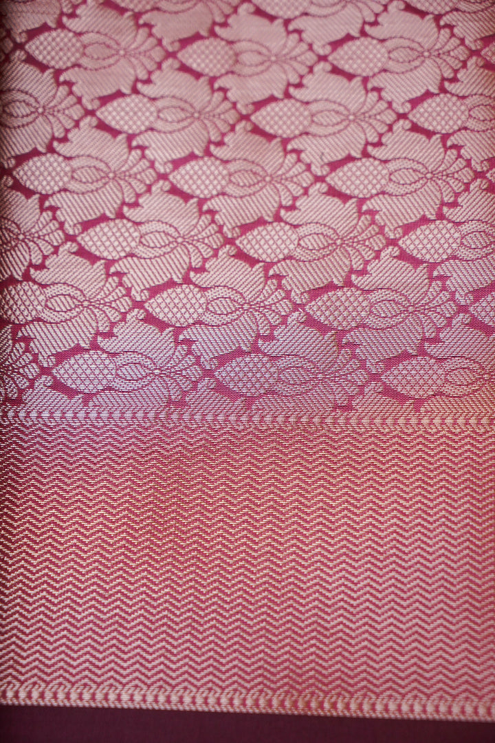Rose Whisper Soft Pink Banarasi Modal Ghat Design Silk Saree View 6