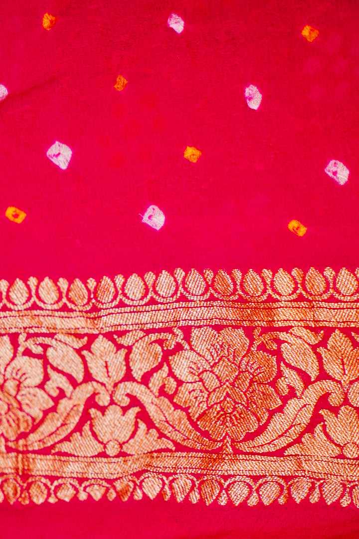 Handwoven Banarasi Pure Khaddi Georgette Bandhej Saree