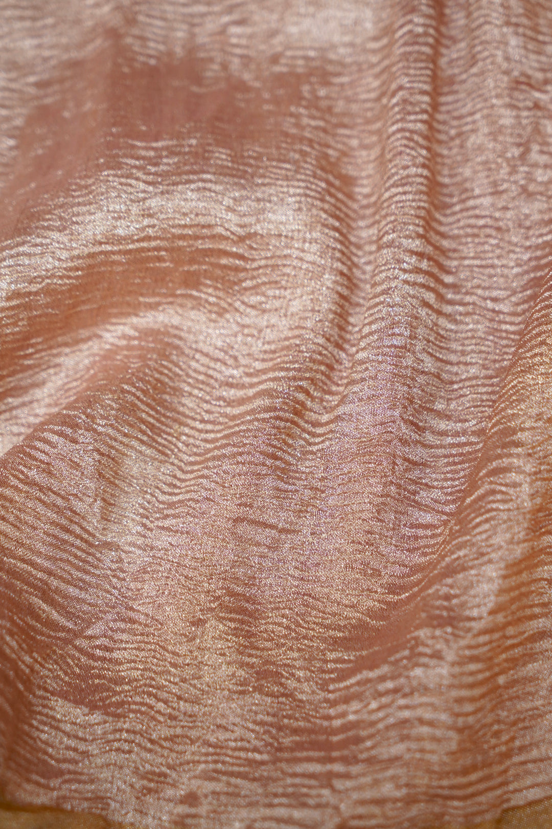 Soft Peach Muga Georgette Saree with Zari Stripe Weave