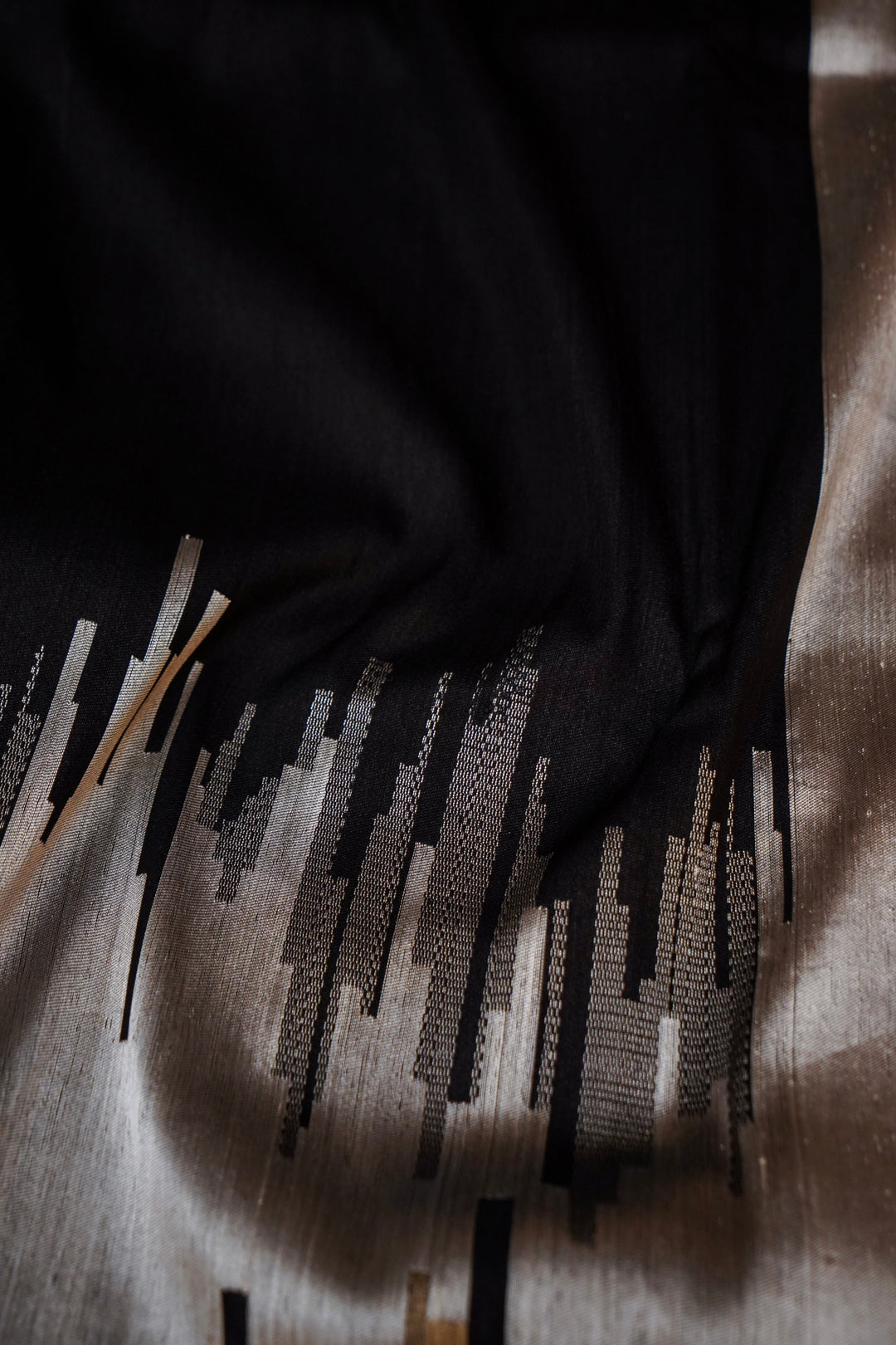 Noir Tricolor Modern Day Banarasi Raw Silk Saree View 4