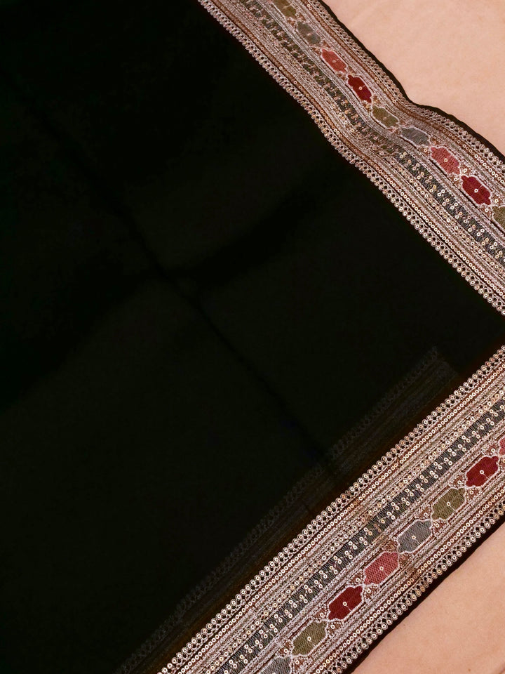 Sabyasachi Inspired Pure Organza Saree with Designer Border Heavy Resham Kadhai Blouse View 2