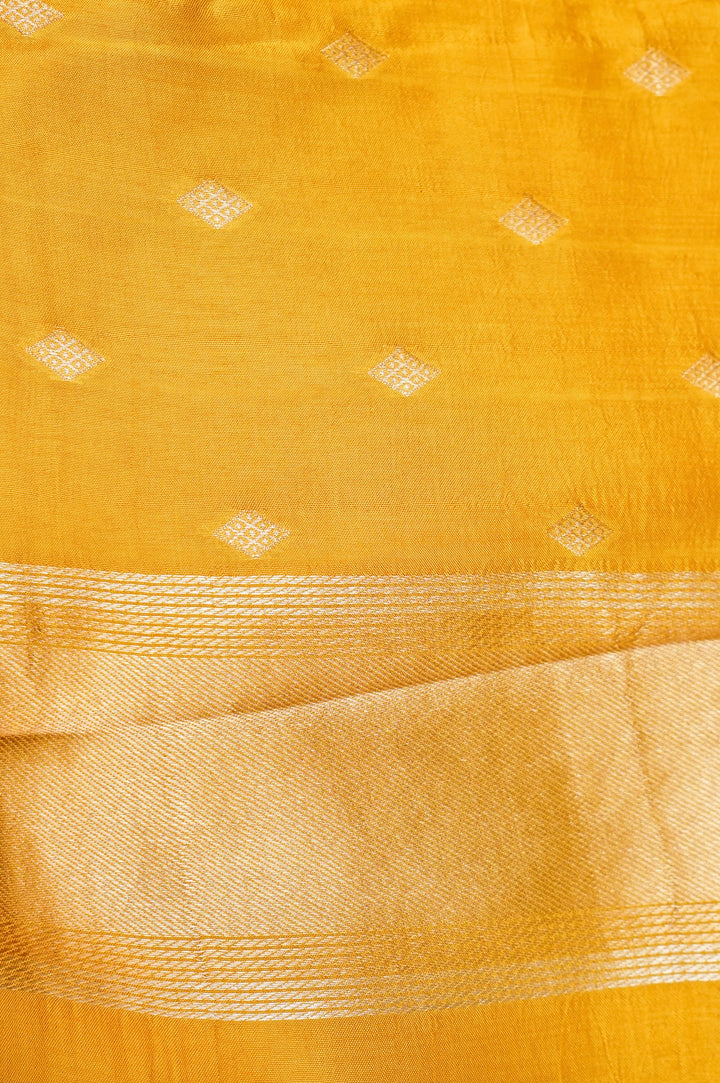 Yellow Contemporary Banarasi Silk Saree with Sona Rupa Zari Weave