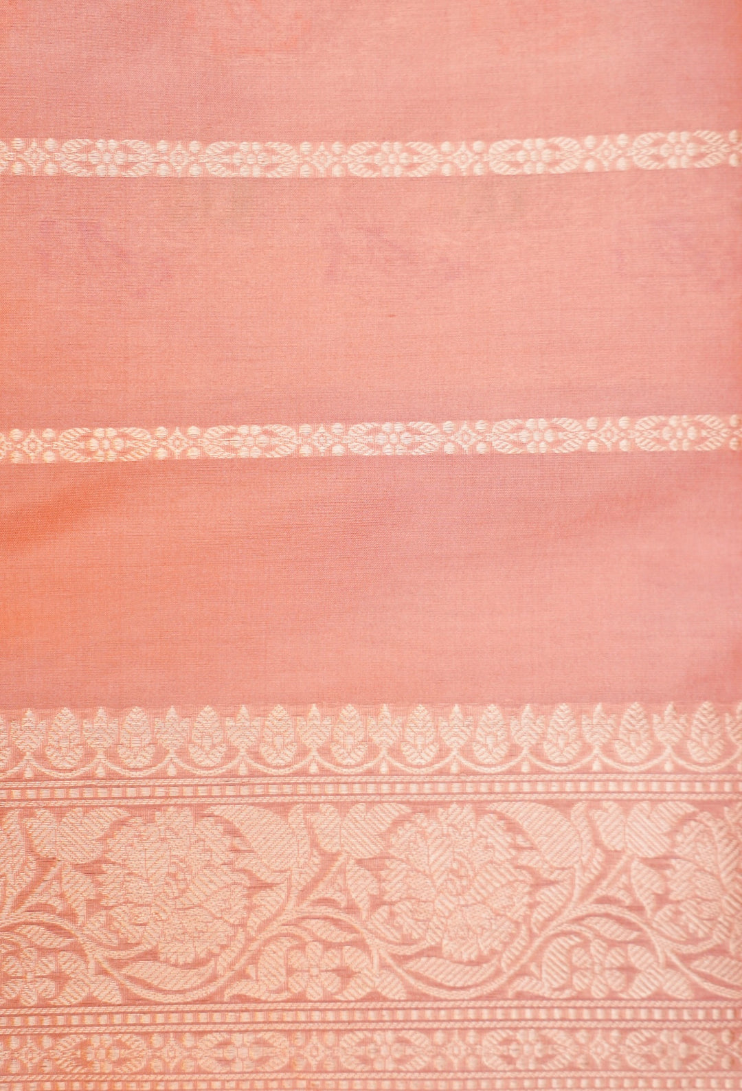 Peach Pure Handloom Banarasi Katan Silk Meenakari Saree