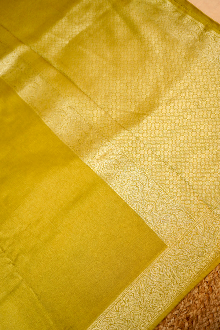 Olive Green Soft Silk Saree with Stitched Blouse View 2