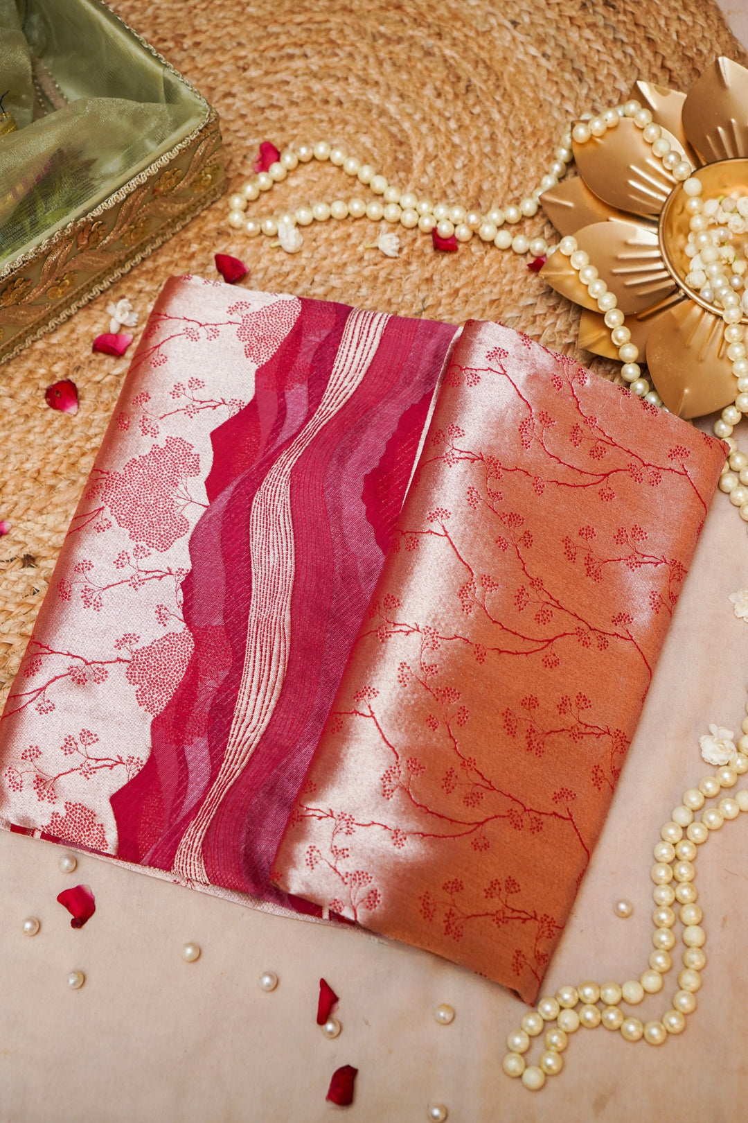 Banarasi Handloom Crimson Dune and Vine Katan Silk Banarasi Saree View 1