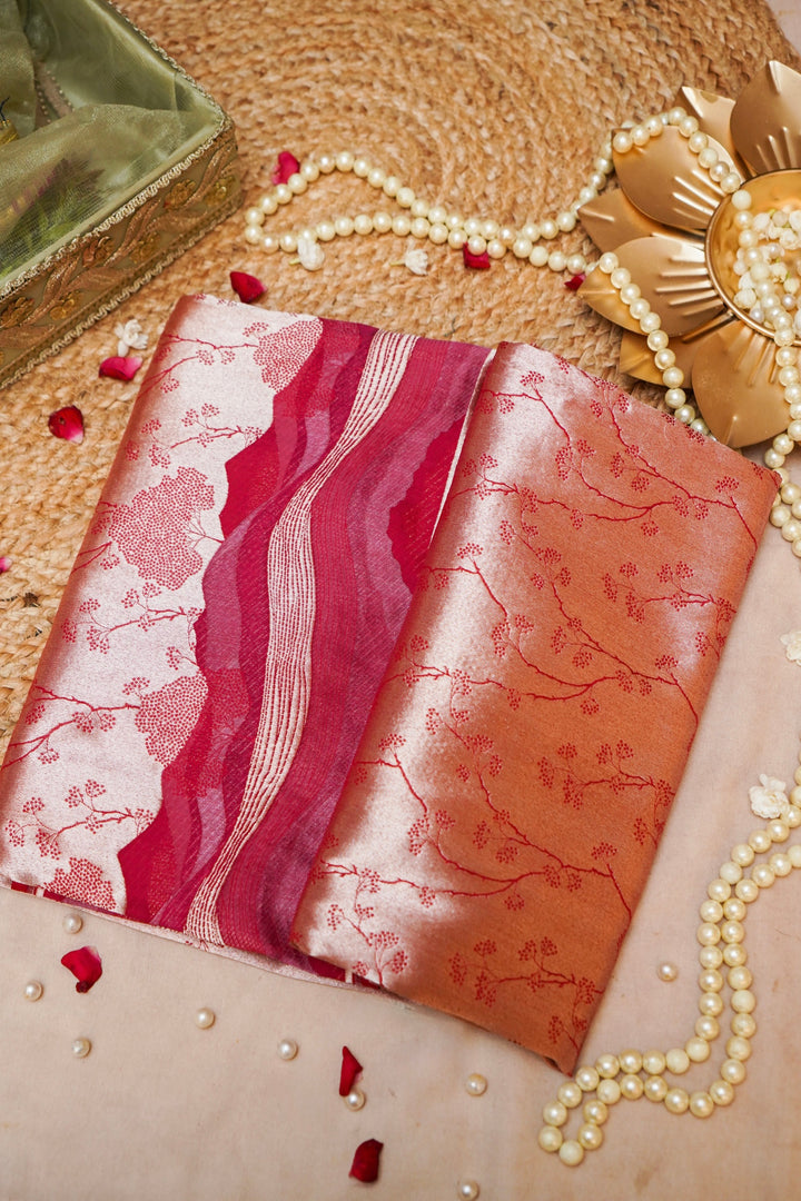 Banarasi Handloom Crimson Dune and Vine Katan Silk Banarasi Saree View 1