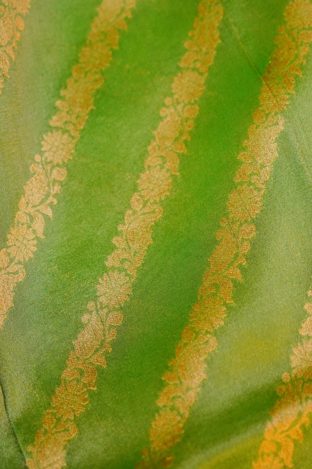 Light Green Banarasi Tissue Silk Saree with Meenakari Jangla Top and Elephant Motif Dupatta