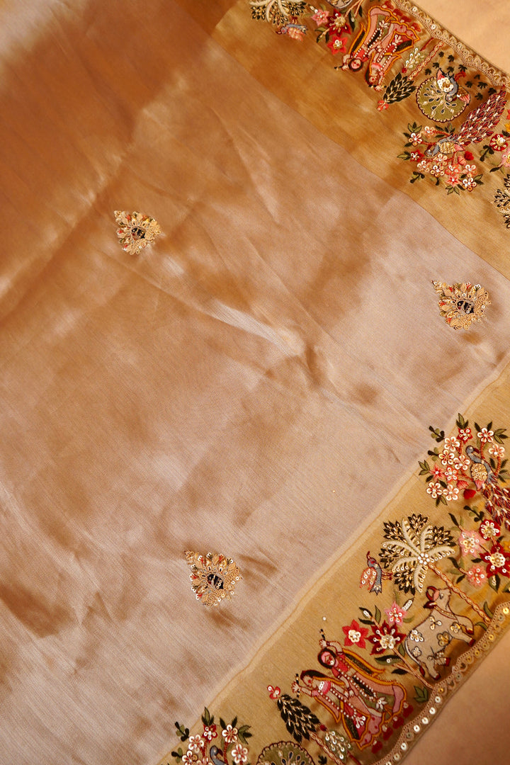 Tanmaya – Designer Copper Gold Tissue Silk Saree