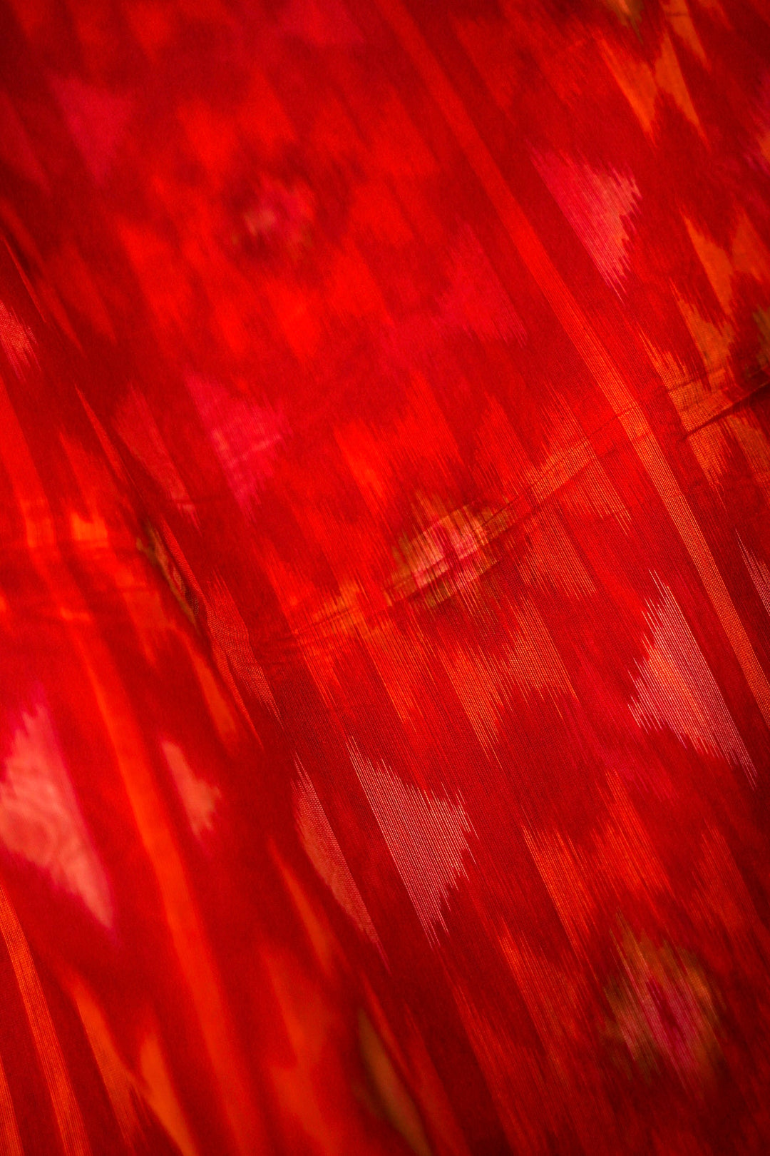 Banarasi Red Patola Cotton Silk Saree with Printed Geometric Designs