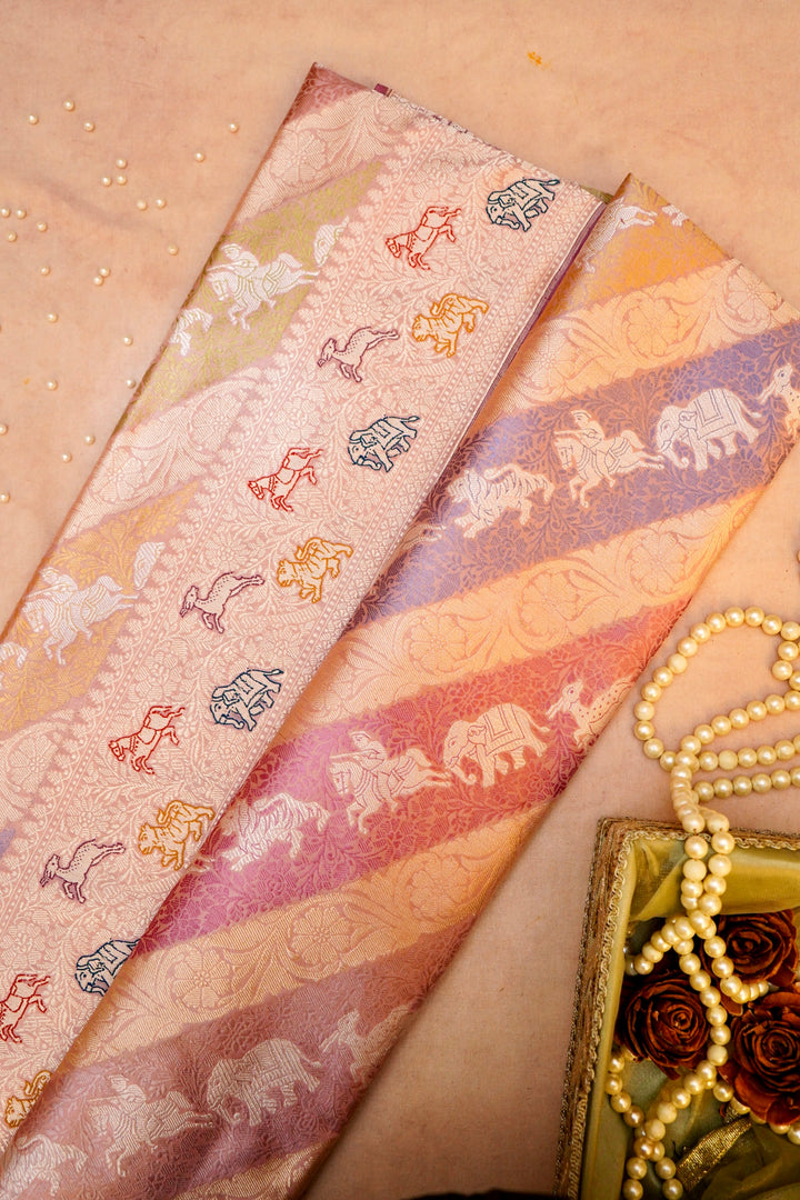 Vanrajya – Handwoven Rangkat Banarasi Shikargah Tissue Katan Silk Saree