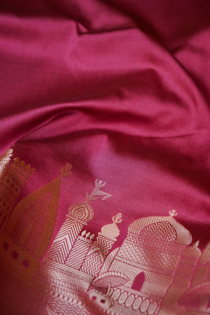 Rose Whisper Soft Pink Banarasi Modal Ghat Design Silk Saree View 5