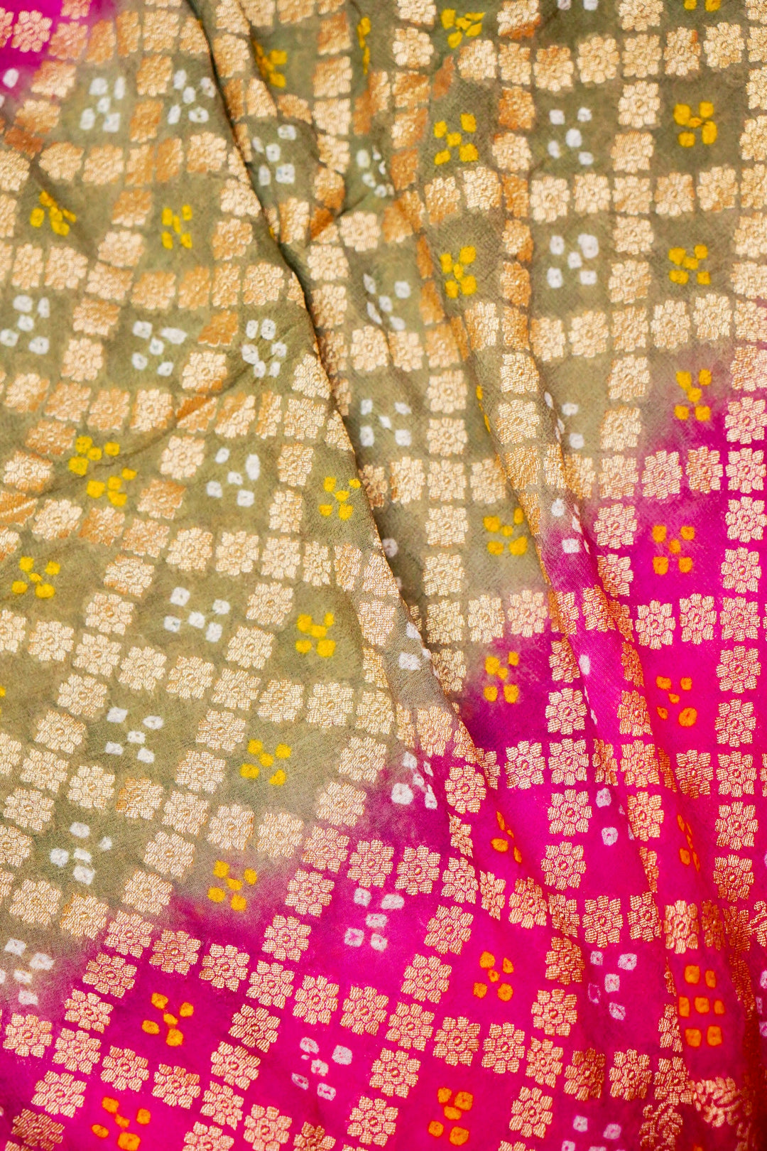 Handwoven Banarasi Pure Khaddi Georgette Bandhej Saree